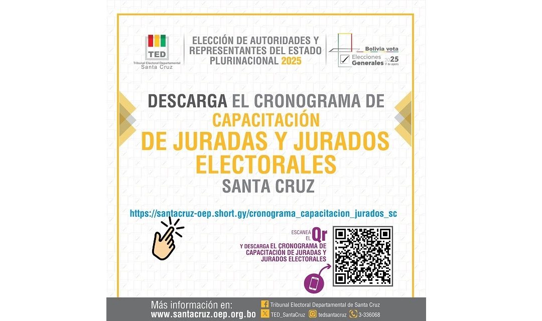 TED Santa Cruz inicia este 6 de agosto la capacitación a juradas y jurados electorales en la ciudad capital